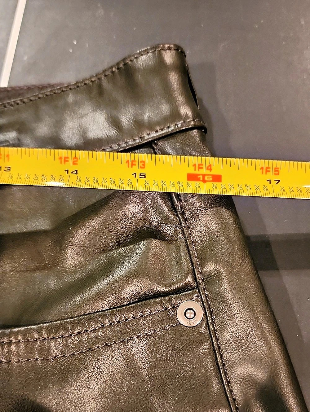 Gap Vintage Slim High Rise Leather  Jeans Green Waist 31 - Picture 10 of 11